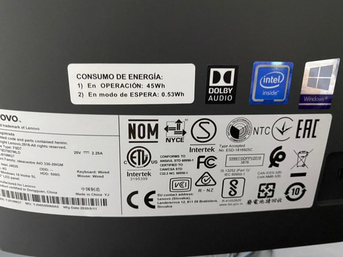 Lenovo All In One 330-20igm 4gb Ram 480 Ssd (Usado)
