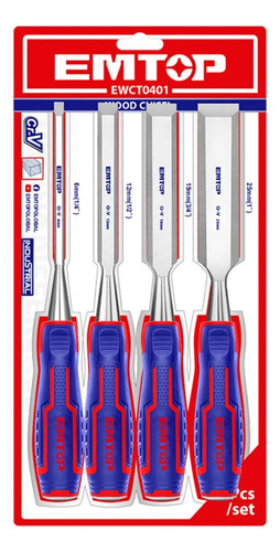 Juego Formones 6 12 19 25mm 4pz Madera Emtop Profesional