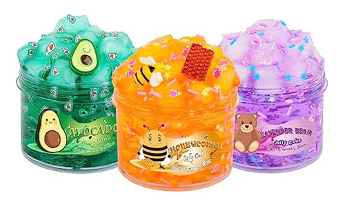 Jaiimen Slime Kit - Paquete De 3 Jelly Cube Clear Crujiente