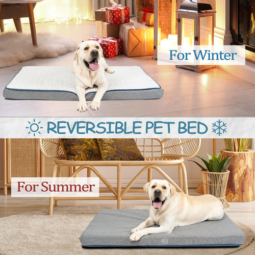 Cama Reversible Fresca Y Cálida Para Perro Gris Con Funda La