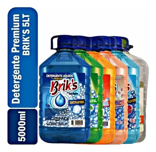 Detergente Líquido Para Ropa Marca Briks 5 Litros Azul