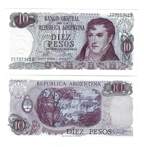 Argentina - Billete 10 Pesos Figura Belgrano - Unc