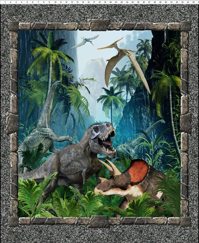 In The Beginning Jurassic Dinosaur - Tela De Algodon De Pane