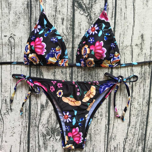 Bikini Mujer Ropa De Baño Sexy Push Up Retro Playa Floral