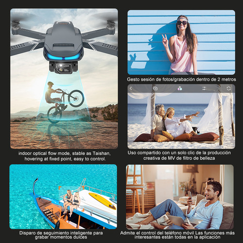 Mini drone Axnen 4K XT9 3 Battery con dual cámara HD 2.4GHz 3 baterías Oscuro Gris