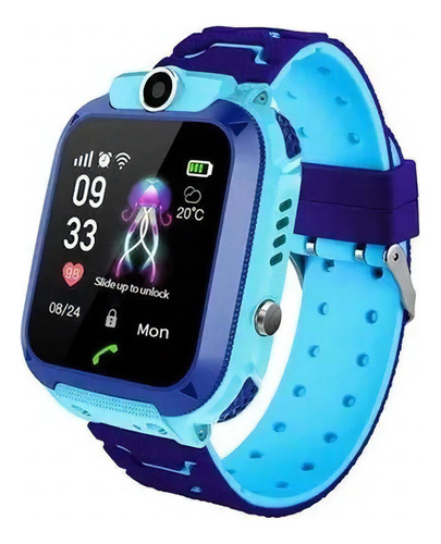 Smartwatch Q12 Relógio Inteligente Kids Com Entrada Chip Cor Da Caixa Azul E Roxo Cor Da Pulseira Azul E Roxo Cor Do Bisel Azul E Roxo