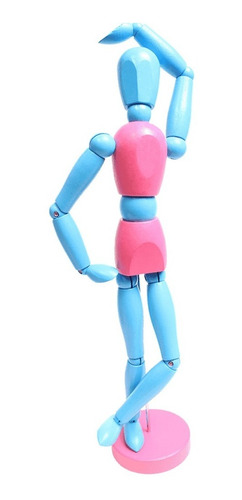Manequim Articulado Sinoart 30cm Azul E Rosa