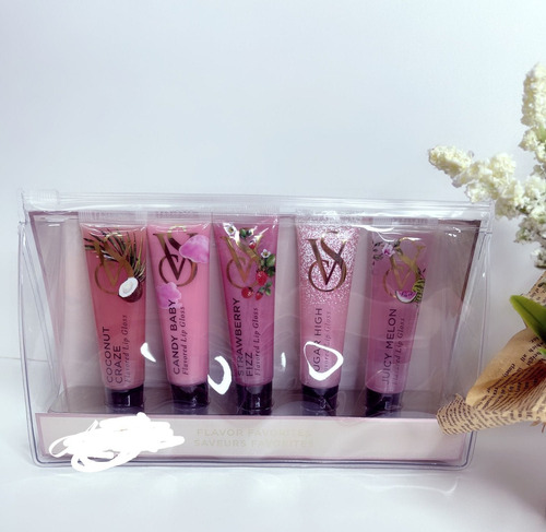 Victoria's Secret Kit Gloss Flavors Favorites Lançamento Acabamento Brilhante Cor Rosa