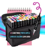 Comprar Kit Livro De Colorir Infantil Virginia 50 Páginas + 48 Caneta Canetinhas Coloridas Ponta Dupla Anti Stress Criativo Caderno De Colorir 50 Desenhos Capa Dura