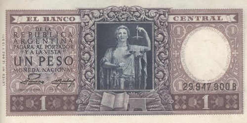 Bottero 1911 - Billete De 1 Peso Mon. Nac. Año 1953 - Xf