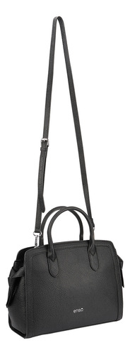 Bolsa Satchel Enso Mujer Eb244107stb Negro Acabado de los herrajes Níquel Diseño de la tela Liso