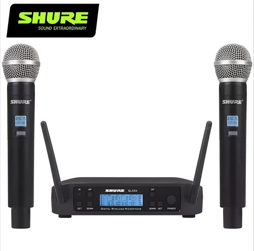 Micrófono dual inalámbrico profesional Shure Glxd4 B58a de metal, color negro