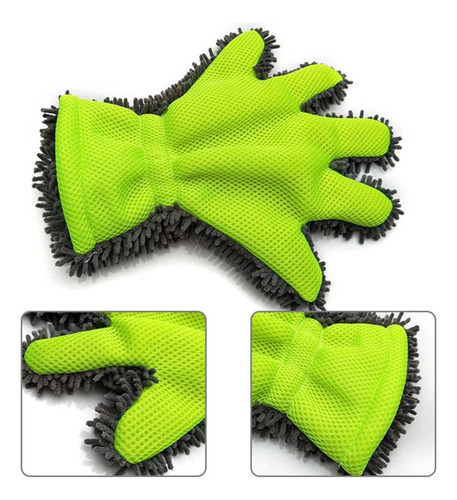 Q 2pcs Guantes Suaves De 5 Dedos For Lavado De Coche Y Moto