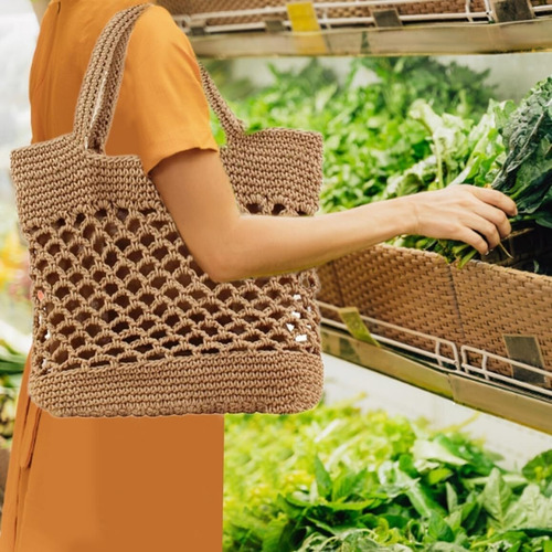 Bolsa De Praia De Algodão Em Crochê Para Viagem