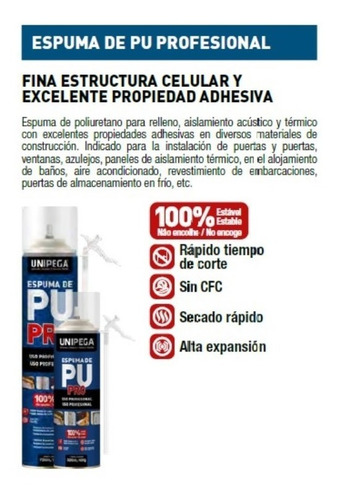 Espuma De Poliuretano - Profesional Unipega X 750ml