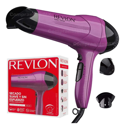 Secadora de cabello Revlon Essentials Control de frizz RVDR773 violeta y negra 110V