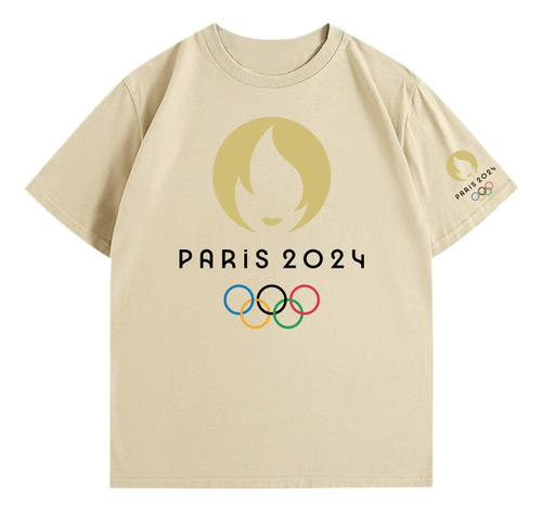 Camiseta Neutra De Algodón Estampada En Olimpiadas De París