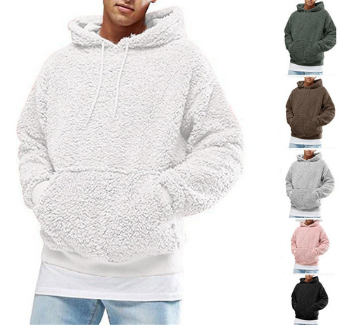 W Sudadera Con Capucha Y Cordón Para Hombre En Lana De Corde