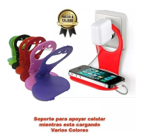Imagen 2 de 5 de Soporte Pared Apoya Celular Mientras Carga - Varios Colores