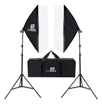 Comprar Kit de Iluminação Sou Foto Duplo Softbox 50x70cm com Tripés 2m e Bolsa Luz Suave e Profissional para Fotos e Vídeos Ideal para Estúdios YouTube Newborn e Mais