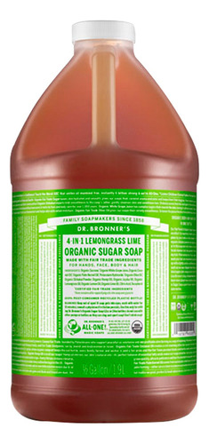  Dr Bronner`s shampoo liquido jabón de azúcar orgánico te de limón 1.9 L