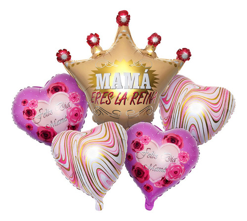 Set Globo Metalico Corona Mamá Eres Una Reina