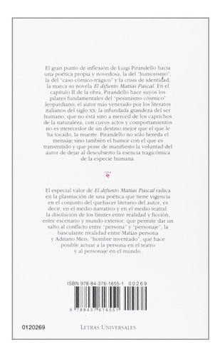 Luigi Pirandello El difunto Matías Pascal Editorial Cátedra