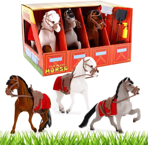 Liberty Imports Horse Stable Take-along Toy Set Con Herramie