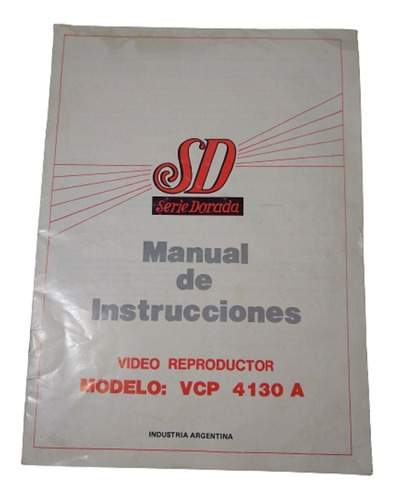 Manual De Instrucciones Video Reproductor Vcp 4130 Ref 1892