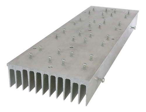 Disipador Aluminio 400w Perforado Tornillos, Led Cob 13x40cm