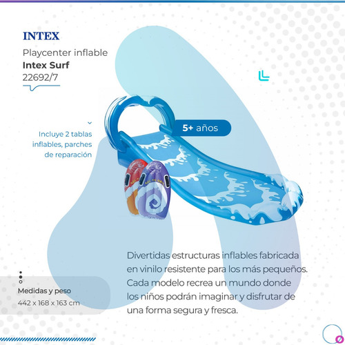 Imagen 2 de 9 de Playcenter Inflable Intex Surf 442x168x163 Cm 57469np