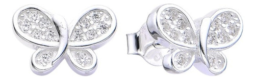 Aros Aritos De Mariposas Micropiedras Chiquitos De Plata 925