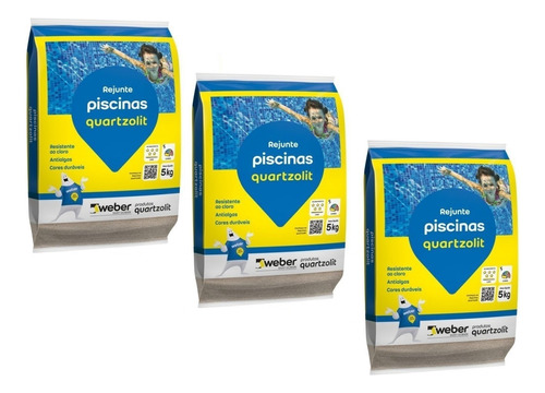 Rejunte Piscina Quartzolit 5kg Branco -  Kit 3 Un