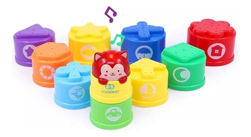 X 10 Unidades De Tazas Apilables Juguete Montessori