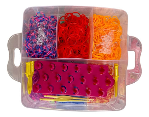 Kit De Pulseras Coloridas Loom Bands + Telar + Estuche Unico