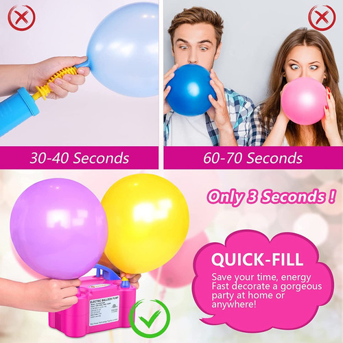 Inflador De Globos Electrico Doble Boquilla De Aire Fiesta