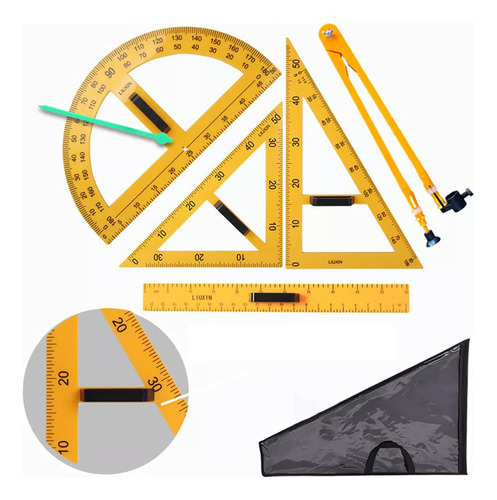 Juego De Reglas Geométricas Matemáticas Con Bolsa, 5 Piezas