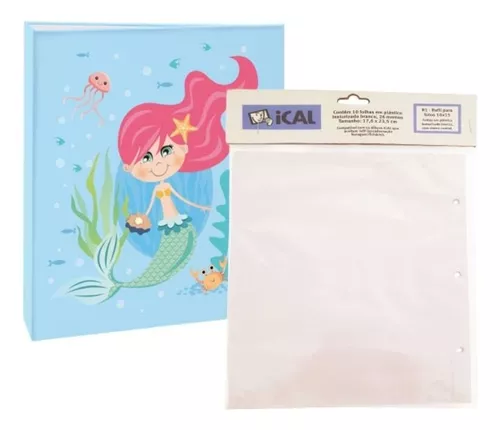 Kit Album Infantil 200 Photos 10x15 Sereia + 1 Refil R1