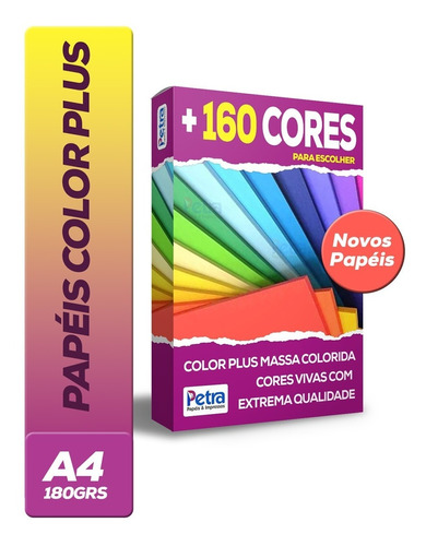 Papel Color Plus A4 - 180g/m2 Com 125 Folhas