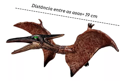 Avião Brinquedo + Dinossauro Pterodáctilo Vinil E Rede Caça - R$ 76,99