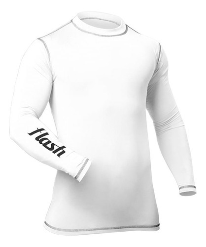 Remera Flash Hombre Termica Manga Larga Blanca