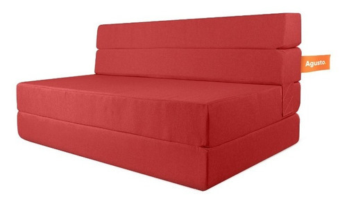 Sofa Cama Doble Agusto ® Sillon Plegable Matrimonial Colchon Color Rojo