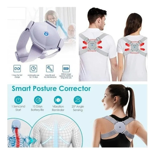 Corrector Posturar Inteligente Faja Con Sensor Vibracion Usb