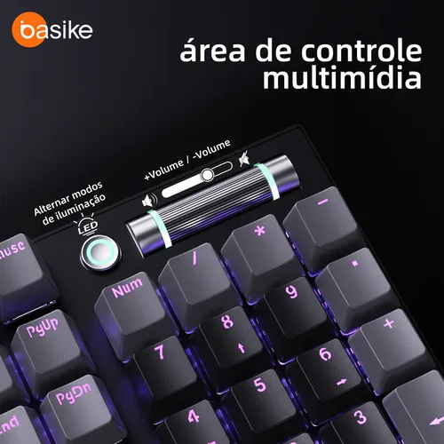 Teclado Rgb Mecanico Gasket Mount Triplo Modo(com Cabo+usb2.4g+bt5.0), Hot Swap, Layout ABNT2, Anti-Ghosting, Acessorios Compatível Pc, Windows, Android, Ios, Mac, Teclado Ergonômico, Cor Preto