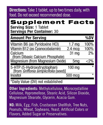 Imagen 2 de 2 de Natrol Tabletas De Liberación De Tiempo Para Aliviar El Estrés Diarias, Promueve Un Estado De Ánimo Tranquilo Y Relajado, Soporta Niveles De Serotonina Saludables, 100 Mg, 30 Unidades