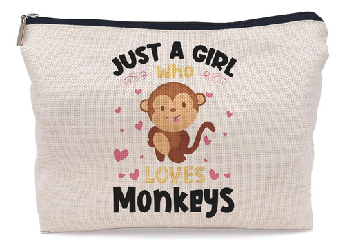 Bolsa De Maquillaje Con Texto 'just A Girl Who Loves Monkeys
