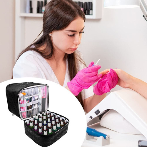 A Bolsa De Manicure De Camada Dupla Nail Organizer Com Alça