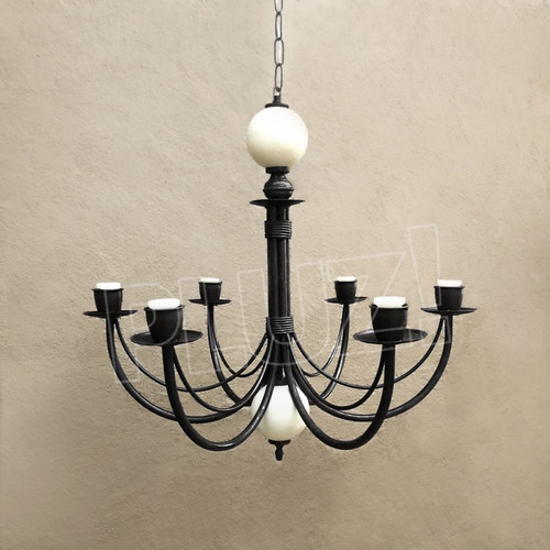 Imagen 9 de 10 de Lámpara Colgante Araña 6 Luces Bocha Cerámica - Hierro Negro