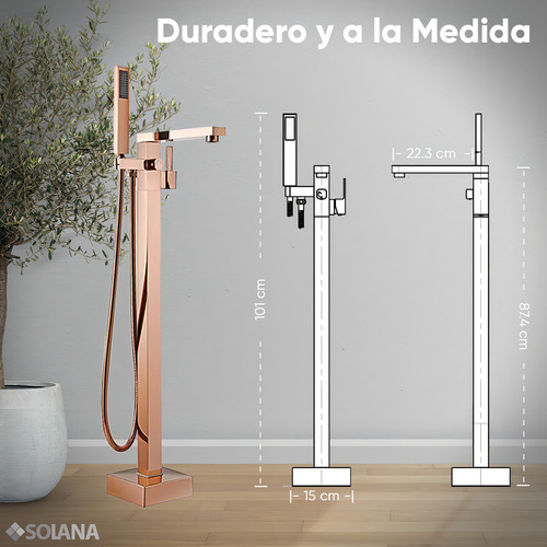 Solana Kit Tina de Baño Ovalada de Acrílico Slim 170x80x60 Cm + Grifo Independiente Monomando Gold Rose / Acrílico Solido Blanco de Alto Brillo Para Cuarto de Baño