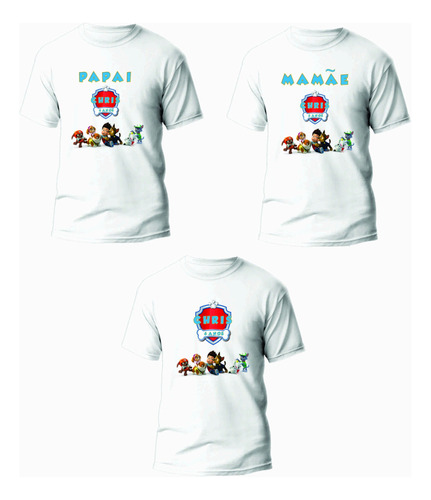 Kit Família 3 Camisetas Desenho Patrulha Canina